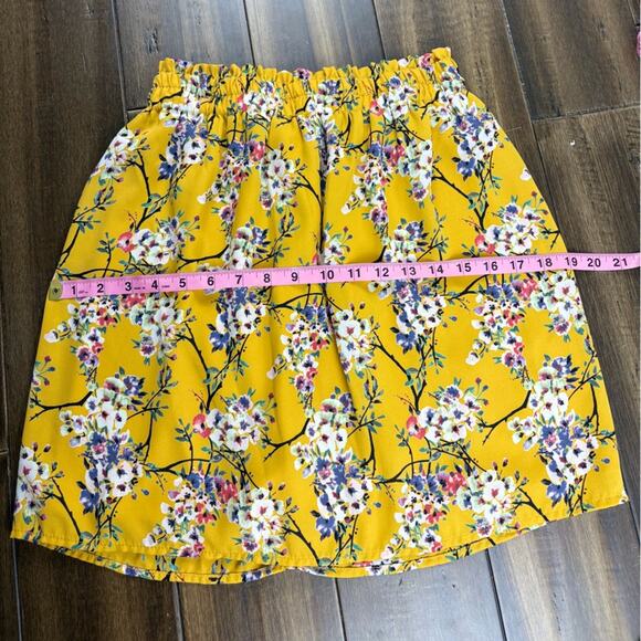 Blue Rain Yellow Bubble Mini Skirt size M, Elastic waist band, Y2K style Floral - Picture 9 of 11